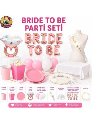Deha Parti Bride To Be Parti Seti 49 Parça Bekarlığa Veda Süsü Pembe Beyaz Parti Malzemeleri Masa Süsleme Seti Bride To Be Balon Seti Folyo Balon Banner Tabak Bardak Popcorn Kutusu Kuşak Işıklı Taç Masa Örtüsü