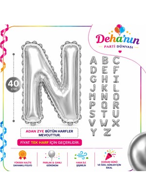 Deha Parti N Harf Gümüş Folyo Balon 40CM