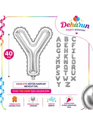 Deha Parti Y Harf Gümüş Folyo Balon 40CM