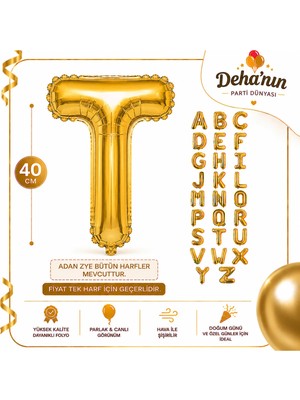 Deha Parti T Harf Gold Folyo Balon 40CM
