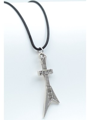 IDR Pentagram Elektro Gitar Gümüş Kaplama Deri İp Kolye