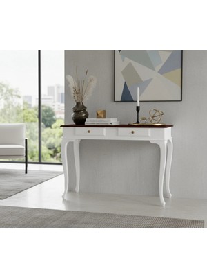 Roys Ahşap 100 cm Masif Lükens Beyaz Ceviz Çalışma Masası