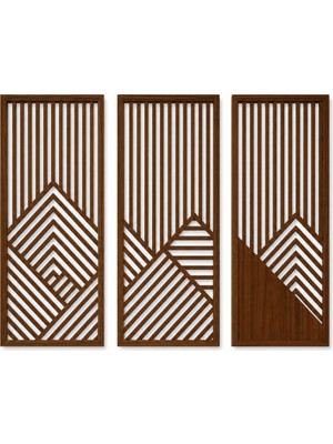 Dekmar 3'lü Geometrik Ahşap Görünümlü Mdf Duvar Dekoru 18 x 40 cm