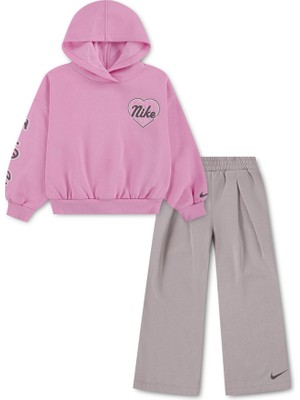 Nike Nıke Juxta-Gırl Wıde Leg Pant Şardonlu Pamuklu Kız Çocuk Eşofman Takım