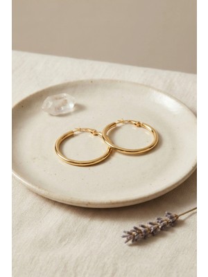 Sepetopia 316L Çelik Gold Renk 28 mm Halka Küpe