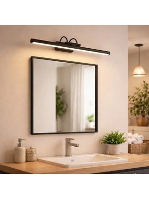 FKLIGHT 35CM / USB Sarjlı Resim / Tablo / Ayna Üstü / Banyo / Ledli Aplik Flüt 3000K Günışığı Siyah Kasa