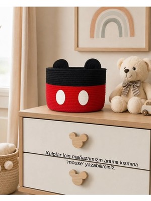 Miessa Çocuk Odası Düzenleyici Sepet, Mouse Oyuncak Sepeti, Kulaklı Sepet, Figürlü Pamuk Sepet