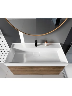 Esranın Dünyası 80 x 48 cm Ebatlarında Etajerli Turkuaz Seramik Lavabo