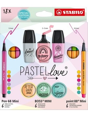 Esranın Dünyası Stabilo Pastellove Mini Set 18'li 775 8 Ince Uçlu Keçeli Kalemler Özel Renkli