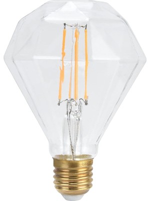 Mucize Filament Ampul, Vintage LED Ampul 4W Elmas Şekilli LED Filament Ampul E27 - Sarı Işık