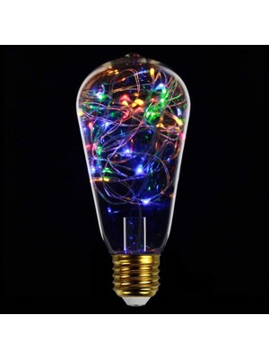 Mucize LED Ampul, Neon Işık, 4 Renk, 50 Led, Gümüş Tel,1 W, E2 [enerji Sınıfı G]