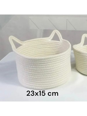 Miessa Dekoratif Figürlü Jüt Sepet - Çok Amaçlı Çocuk Odası Düzenleyici Halat Oyuncak Sepeti 23 cm