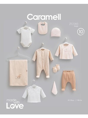 Caramell %100 Pamuk Mini Travel 10 Parça Hastane Çıkışı Zıbın Seti Bej CRML.ZE2283.BEJ