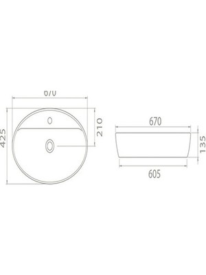 Esranın Dünyası Tezgah Üstü Seramik Lavabo, 67 cm Modern Tasarım