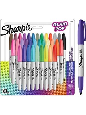 Esranın Dünyası Sharpie Glam Pop Fine Permanent Marker 34'lü Kalem