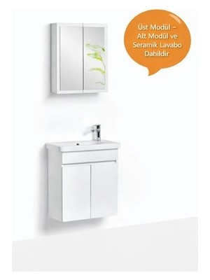 Esranın Dünyası 60X30 cm Boyutlarında Alt Üst Banyo Dolabı Modern Tasarım