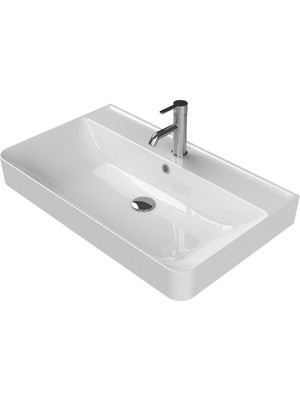 Esranın Dünyası 80 x 48 cm Etajerli Turkuaz Seramik Lavabo Tasarımı
