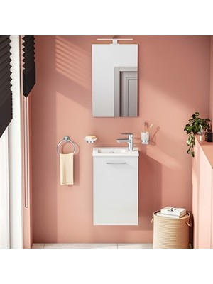 Esranın Dünyası Kapaklı 40 cm Parlak Banyo Dolabı Seti