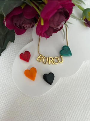 Nergis Collection Kişiye Özel Isimli Murano Cam Boncuklu Tasarım Çelik Kolye