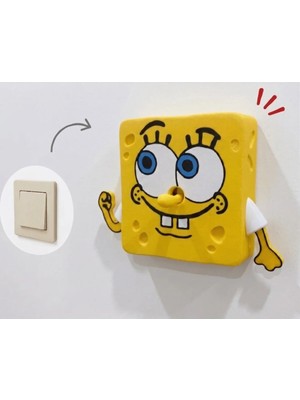 Decorius Süngerbob Temalı Duvar Prizi-Anahtarı Çerçevesi - Dekoratif Anahtar Çerçevesi Süsü - Çocuk Odası, Gamer Odası Anahtar Süsü - Priz Çerçeve - Anahtar Çerçeve