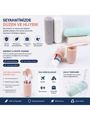 Doori Seyahat Tipi Diş Fırçası ve Diş Macunu Saklama Kabı Taşınabilir Hijyenik Diş Fırçalık