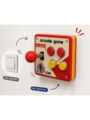 Decorius Arcade Atari Oyun Kumandası Görünümlü Sarı Kırmızı Duvar Prizi-Anahtarı Çerçevesi - Mini Joystick Dekoratif Anahtar Çerçevesi Süsü - Çocuk Odası, Gamer Odası Anahtar Süsü Priz Anahtar Çerçeve