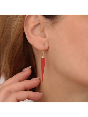Nox Jewelry 925 Ayar Gümüş  Gerçek ve Doğal Çubuk Mercan Taşlı Sallantılı  Küpe - ES00150