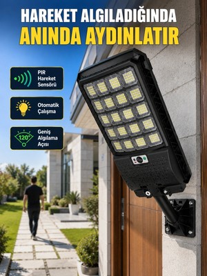 AyrStore Buğz Solar LED Bahçe Lambası Hareket Sensörlü Uzaktan Kumandalı Dış Mekan Aydınlatma