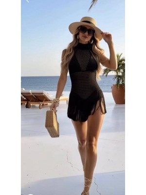 Efnaz Style Kadın Balıkçı Yaka Saçak Detay Pareo