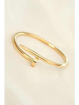 Shopwave 316L Çelik Gold Renk Çivi Model Bileklik
