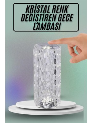 Zero Land Kmrsfres Masa ve Gece Lambası Şık ve Dalı Sensörlü Şarjlı Kristal Lamba