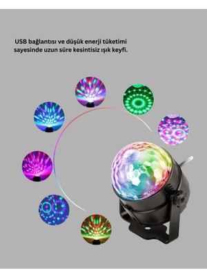 Maesko Rgb LED Disko Küresi 7 Modlu Uzaktan Kumandalı