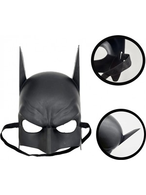 Eco Lounge Siyah Renk Çocuk Boy Arkadan Lastikli Batman Maskesi A Kalite  20X14 cm