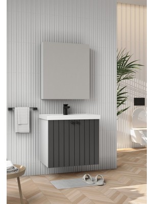 Esranın Dünyası 65 cm Antrasit Renkli Sıra Dışı Banyo Tasarımı