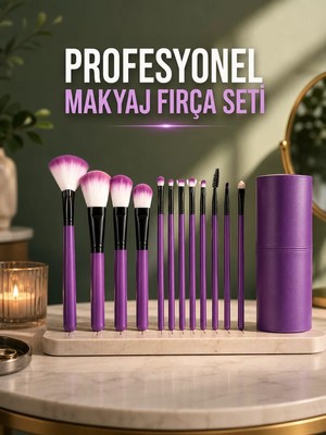 Die Grup 12 Parça Profesyonel Makyaj Fırça Seti