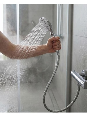 Die Grup Spiral Hortumlu 4 Kademeli Krem El Duşu Başlığı Banyo Duş Seti