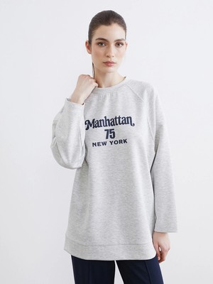 Lc Waikiki Yeni Sezon Baskılı Soft Touch Oversize Kadın Sweatshirt Tunik