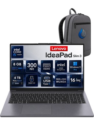 Lenovo Ideapad Slim 3 Intel Core İ5-13420H 8 GB Ddr5 4 Tb SSD 16'' Wuxga IPS Windows 11 Pro Dizüstü Bilgisayar 83K20077TRRNP04