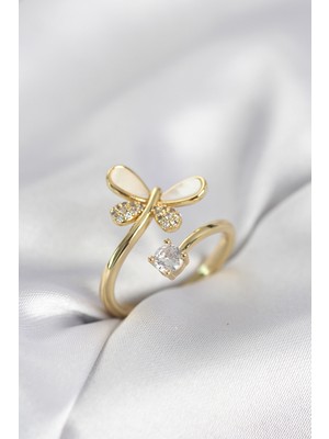 Die Grup Gold Renk Yusufçuk Model Zirkon Taşlı Kadın Yüzük 5886