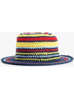 Koton Renkli Çizgili Örme Bucket Şapka