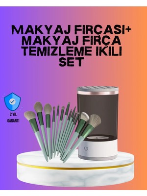 Die Grup USB Şarjlı Makyaj Fırçası Temizleyici + Profesyonel Fırça Seti