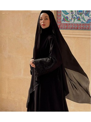 Zeynep Uyanık Afra Dubai Krep Önden Fermuarlı Mevlana Ferace