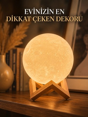 sbodurhome Ahşap Standlı Ay Gece Lambası Ev ve Ofis Dekorasyon Lambası