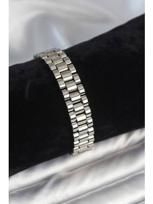 Hace Bazaar 316L Çelik Gümüş Renk 12 mm Kalınlık Erkek Bileklik 5886 - HCB1236277-5430