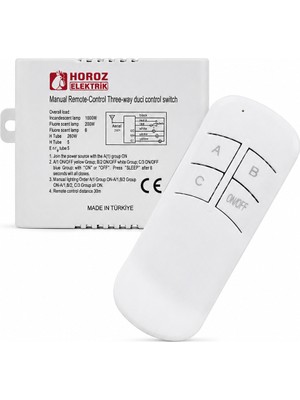 Horoz Avize Kumandası Dörtlü 4X1000W 30-60 Metre IP20 Controller Beyaz 180-250V Uzaktan Kumandalı Avize Kontrol Ünitesi