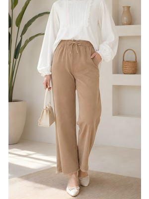 İmaj Butik Vizon Bel Lastikli Gabardin Pantolon