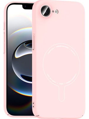 Teknook iPhone 17E Kılıf M-Safe Şarj Özellikli Kamera Korumalı Zore Elio Sert Pc Kılıf - Açık Pembe