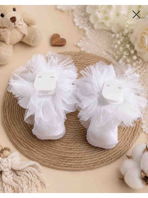 Baby Socks Premium Dantel Tüllü Fırfırlı Kız Bebek Çorabı