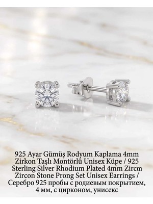 Begonia Accessories 932 Ayar Gümüş Rodyum Kaplama Zirkon Taşlı Minimal Halka ve Çivi Küpe Kadın Lüks Tasarım Şık Günlük Kullanım Gümüş Küpe ÇEŞITLERI-108-14A