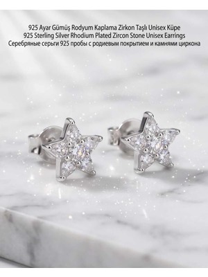 Begonia Accessories 931 Ayar Gümüş Rodyum Kaplama Zirkon Taşlı Minimal Halka ve Çivi Küpe Kadın Lüks Tasarım Şık Günlük Kullanım Gümüş Küpe ÇEŞITLERI-108-13E